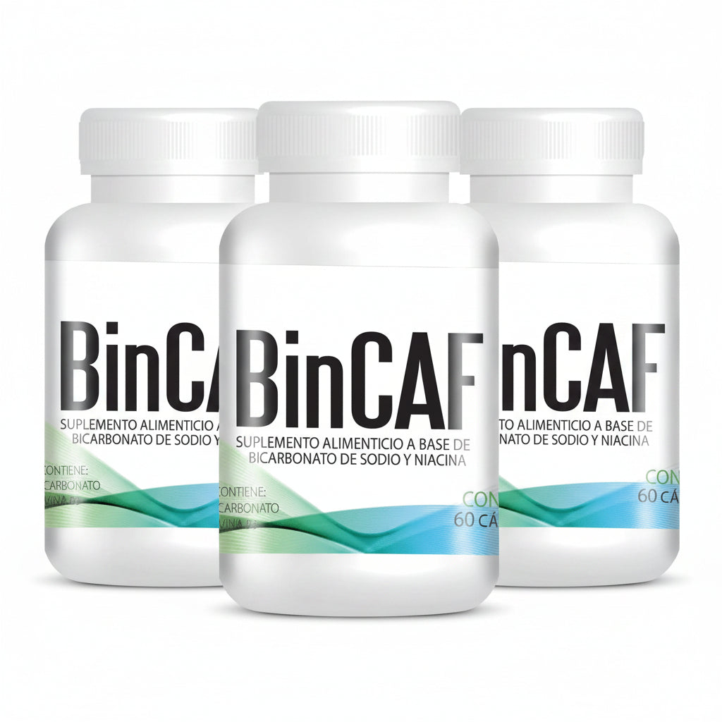 Kit Con 3 Bincaf 500mg Bote C/60 Caps. Desacaf Sabor Sin sabor